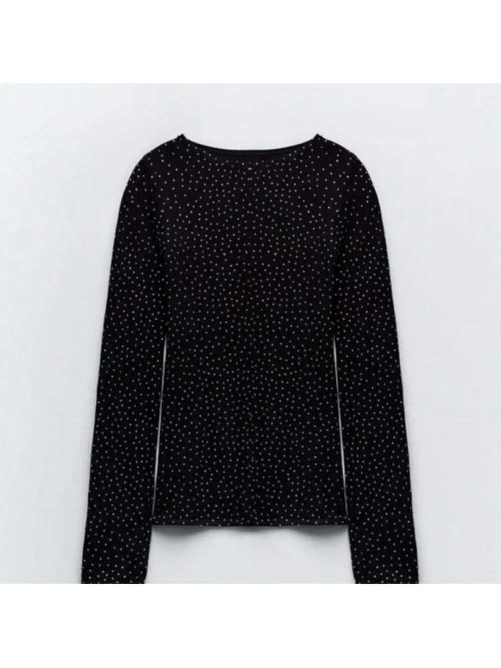 ZARA limitless contour collection Sheer Lace Top with Rhinestones